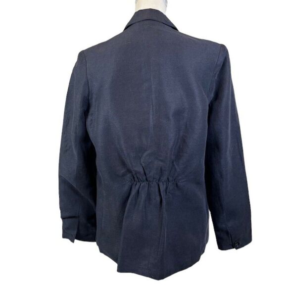 Ulla Johnson Line Lyocell Peplum Back Blazer Deep Navy Blue Lined Size 8 - Picture 3 of 12